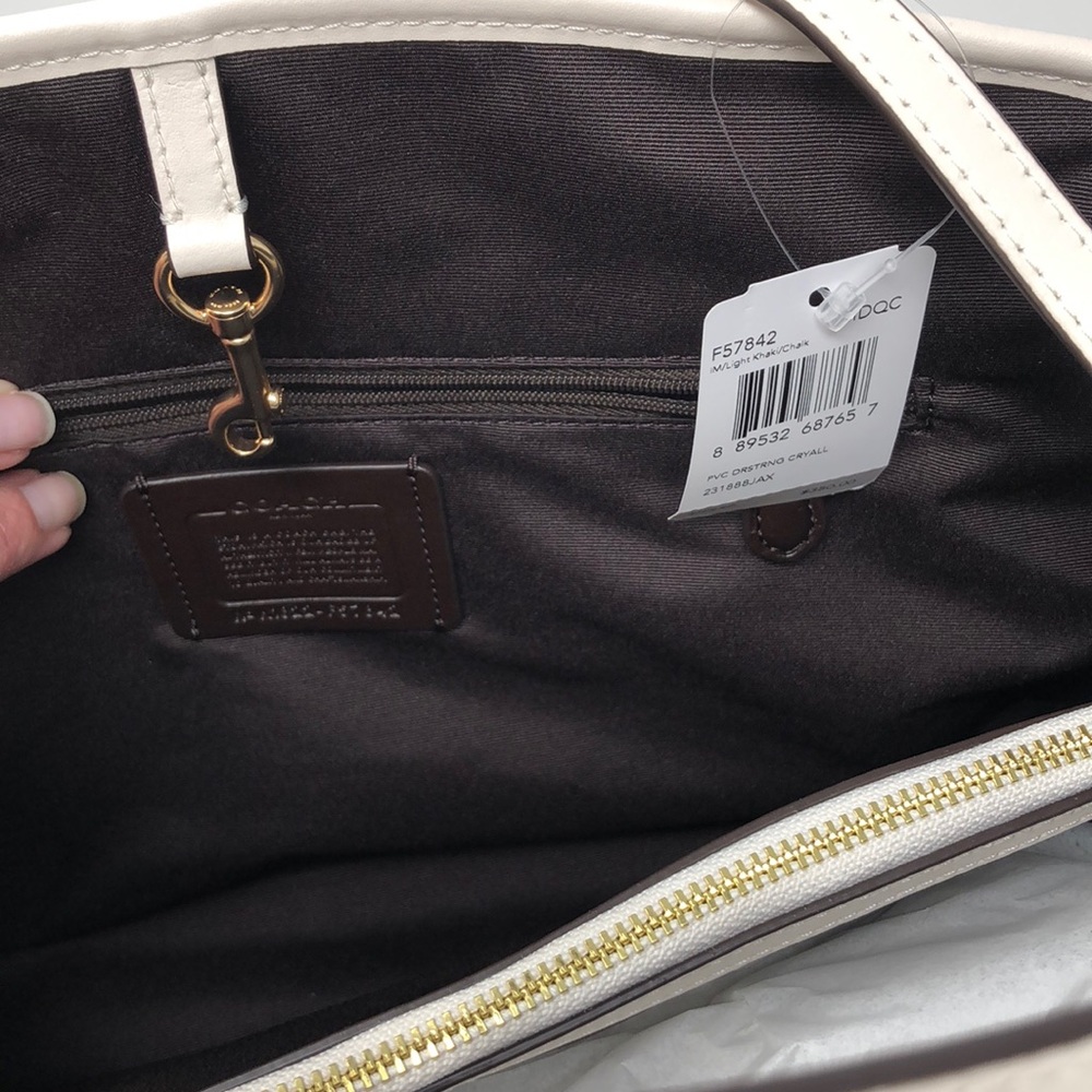 NWT coach PVC drawstring carryall light khaki - Picture 8 of 8